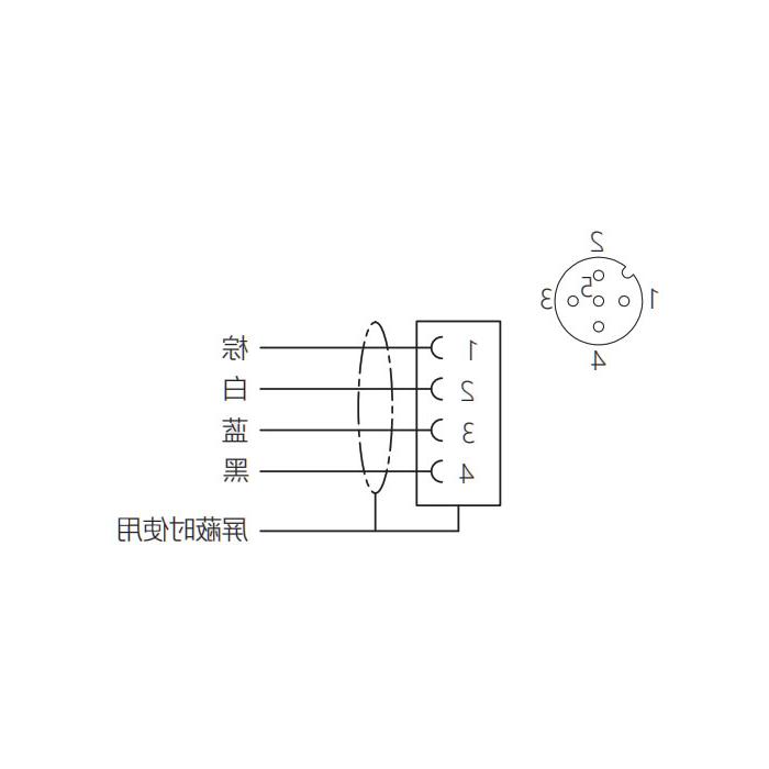 M12 4Pin、母头直型、法兰插座、板后安装、预铸PVC非柔性电缆、带屏蔽、灰色护套、64SB45-XXX