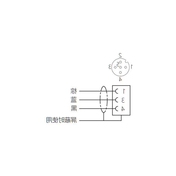 M12 3Pin、母头直型、单端预铸电缆、防焊渣PUR材质、橙色护套、64T013-XXX